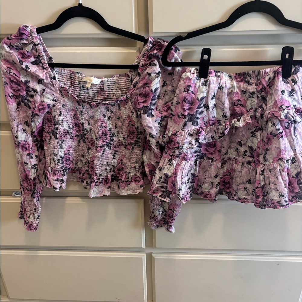 LoveShackFancy Pink Floral Smocked Blouse